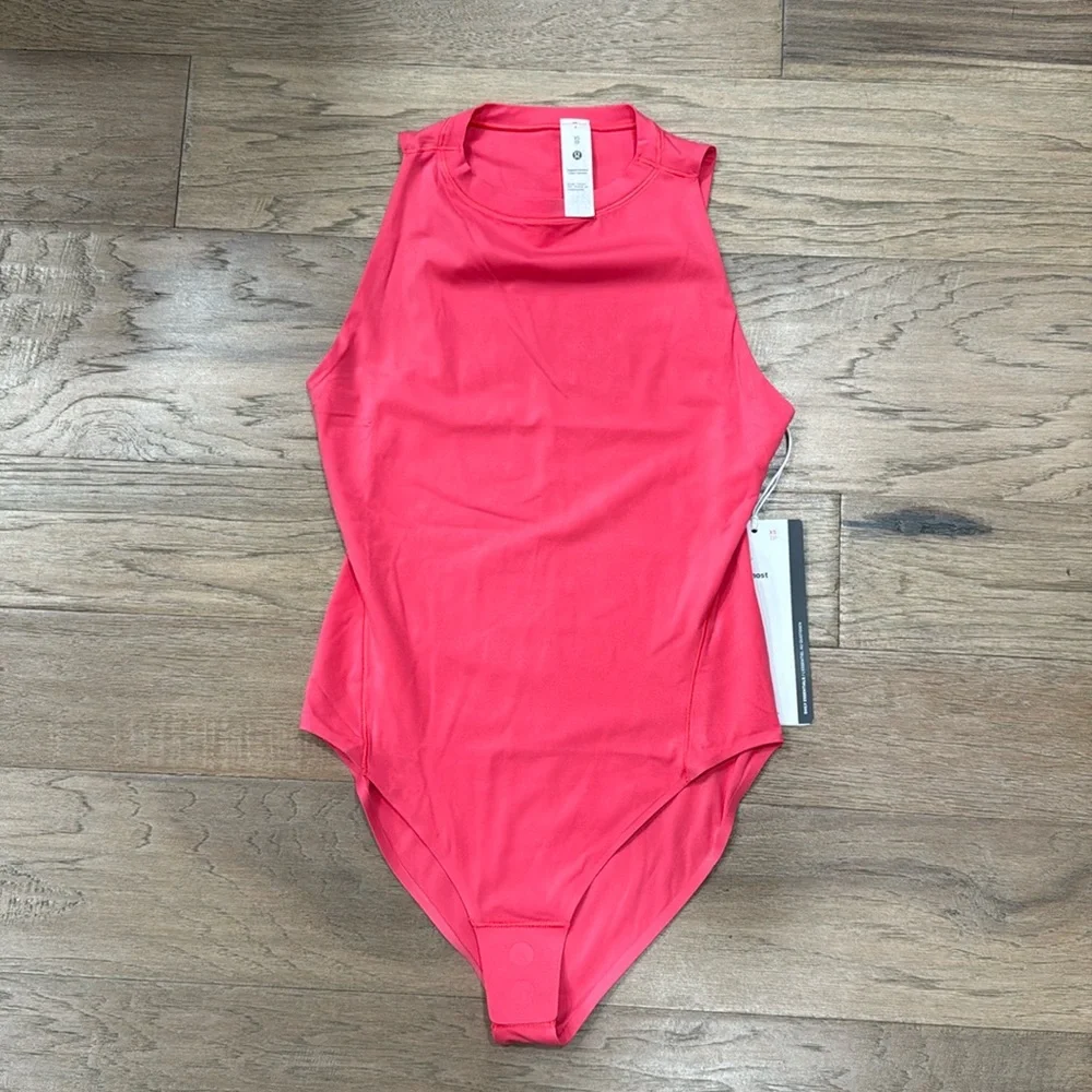 Lululemon Wundermost Ultra-Soft Nulu High-Neck Sleeveless Bodysuit Glaze Pink XS - Picture 6 of 13